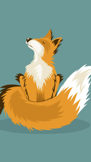 Cartoon fox banana blue background - a black nose free wallpaper