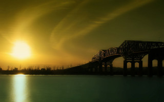 Bridge water sky sun clouds 2 - choi buk free wallpaper