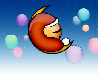 Sleeping moon bubbles starry sky - 2 d game art free wallpaper