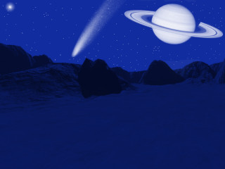 Distant planet star mountain night - david free wallpaper