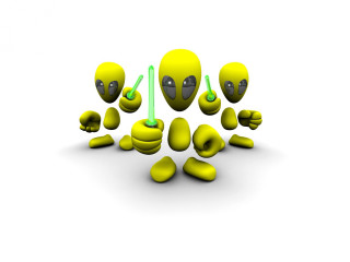 Yellow characters green eyes arms - sci fi free wallpaper