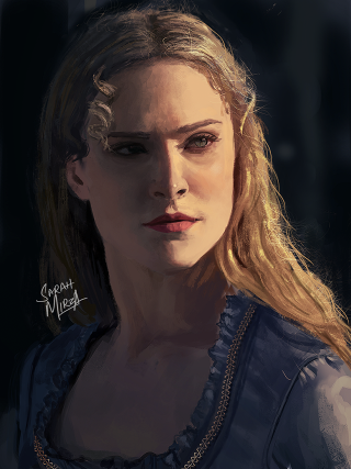 Woman blonde hair blue dress - a painting of a woman free wallpaper