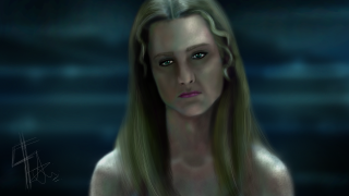 Woman long hair blue eyes 15 - a digital painting of a woman free wallpaper