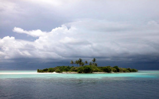 Small island cloudy sky palm - palm tree free wallpaper