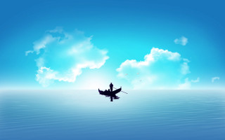 Man boat calm lake blue 2 - calm free wallpaper