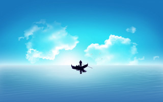 Man boat calm lake blue 3 - calm free wallpaper