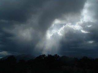 Dark sky clouds sunbeams trees 2 - crepuscular ray free wallpaper