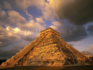 Pyramid people cloudy sky standing 2 - a pyramid free wallpaper