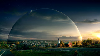Large glass ball road sunset - magical free wallpaper for desktop