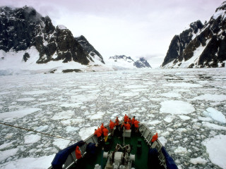 Boat ice ocean mountains snow 2 - domirinic fegallia free wallpaper