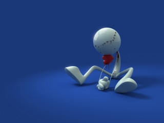 White cartoon character sitting red - a red nose free wallpaper