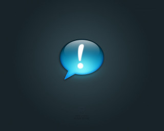 Blue speech bubble white exclamation - free minimalism wallpaper
