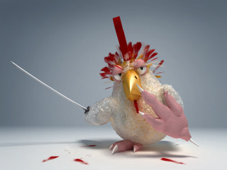 Stuffed bird red head knife - its hand free wallpaper