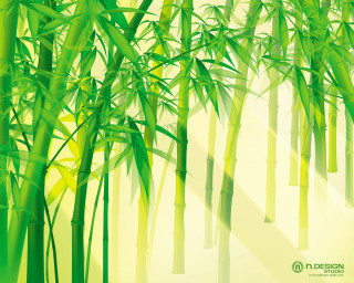 Green bamboo yellow background leaves - cui bai free wallpaper