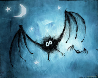 Bat face flying sky stars - a face free wallpaper