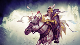 Man riding white horse giant - a giant sword free wallpaper