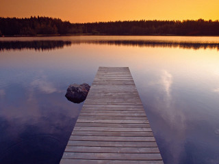 Dock lake sunset dawn clouds - tranquil free wallpaper