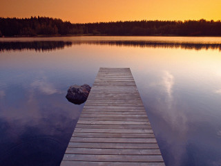 Dock lake sunset dawn clouds 3 - sunset free wallpaper