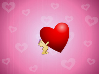 Heart teddy bear holding faces - anne dunn free wallpaper