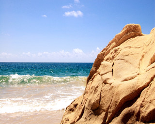 Rock formation beach wave blue - beach free wallpaper