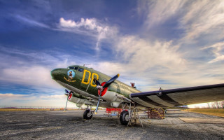 Green airplane tarmac grass trees - a cloudy sky free wallpaper