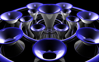 Blue objects circle lights black 2 - symmetric balance free wallpaper