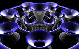 Blue objects circle lights black 3 - symmetric balance free wallpaper