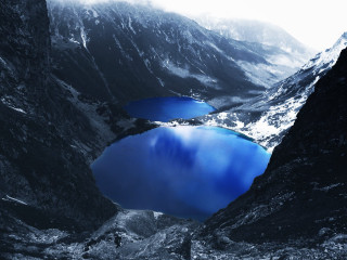 Mountain lake people scenic view - a few person free wallpaper