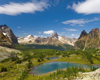 Mountain lake trees rocks blue 6 - beautiful landscape free wallpaper for desktop