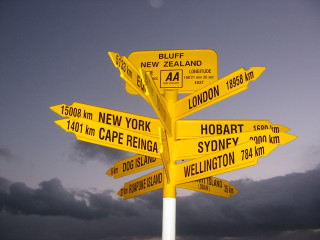Yellow street sign various signs - a dark sky in the background free wallpaper