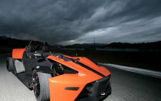 Orange car stormy sky matte - nice free wallpaper