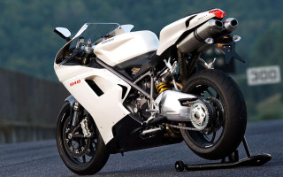 White motorcycle road fence forest - white background free wallpaper