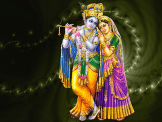 Couple colorful costume flute green - swirl free wallpaper