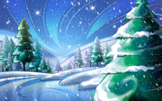 Snowy landscape river trees blue 3 - a snowy landscape free wallpaper