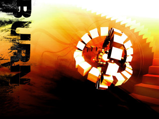 Bright orange yellow clock burn - biomechanical free wallpaper