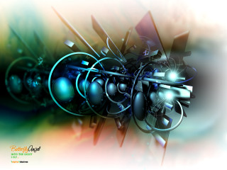 Complex structure blue light green - geometric abstract art free wallpaper