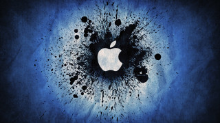 Apple logo blue dots paint - this artistic photo free wallpaper