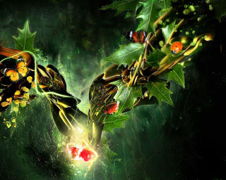 Holly leaves berries light dark - craola free wallpaper