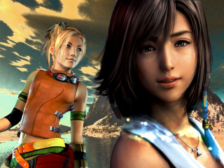 Futuristic woman desert man mountain 2 - final fantasy free wallpaper