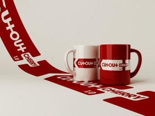 Two mugs red white floor - constructivism free wallpaper