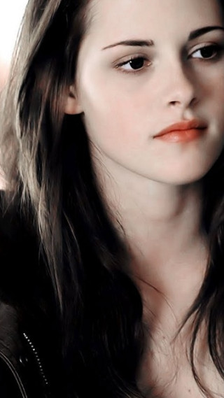 Woman longhair blackjacket whitebg redlip - orange free wallpaper