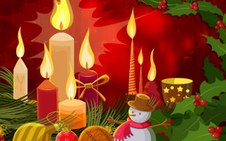 Snowman christmas scene candles decorations 2 - a snowman free wallpaper