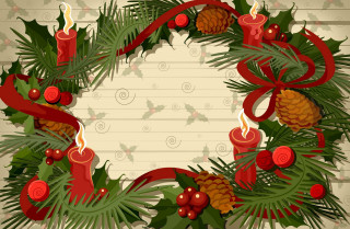 Christmas wreath candles holly wooden - the corner free wallpaper