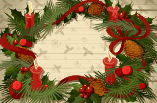 Christmas wreath candles holly ribbon - the corner free wallpaper