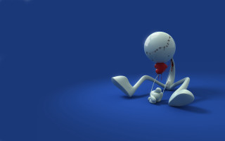 White person heart mouth blue - single body free wallpaper