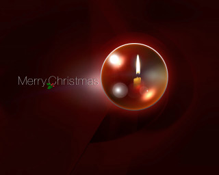 Candle red ball merry christmas 2 - a green leaf free wallpaper