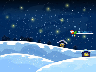 Snowy landscape house santa hat 3 - a snowman free wallpaper