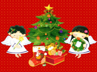 Angels christmas tree wreath teddy - a wreath free wallpaper