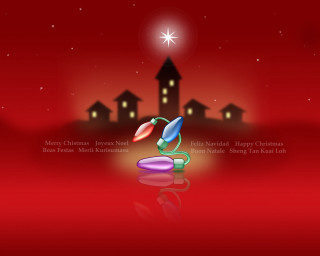 Christmas scene red background white 2 - naive free wallpaper