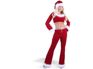 Santa woman antlers christmas fur - detail free wallpaper